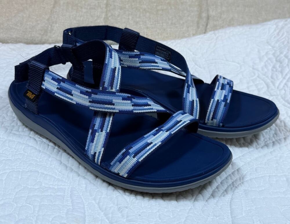 Teva Women's 9 Blue Terra Float Livia Strappy Water Sport Sandals Comfort Shoes